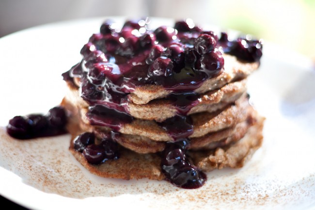 Smart Chia Pancakes with Blueberry Sauce